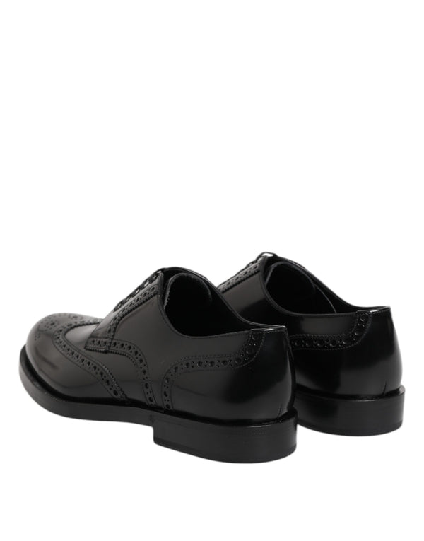 Schwarzes Leder Derby Wingtip Formelle Schuhe