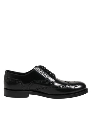 Schwarzes Leder Derby Wingtip Formelle Schuhe