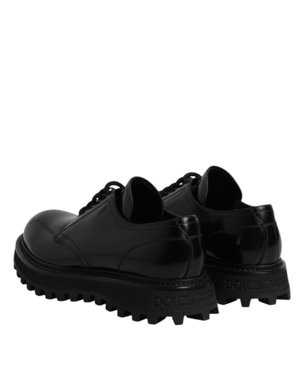 Schwarze Leder-Schnürschuhe für Trekking-Anzüge