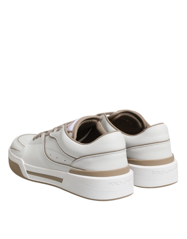 Weiß Braun Leder Low Top Männer Turnschuhe Schuhe