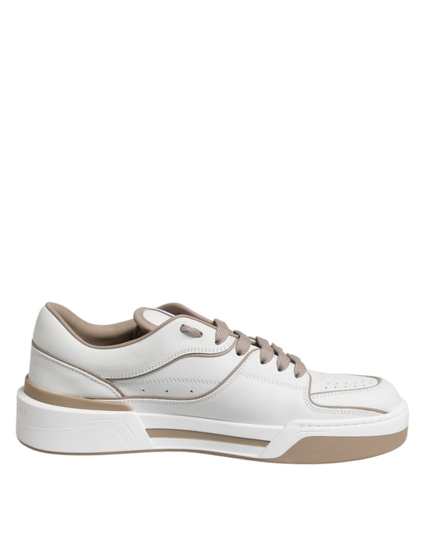Weiß Braun Leder Low Top Männer Turnschuhe Schuhe