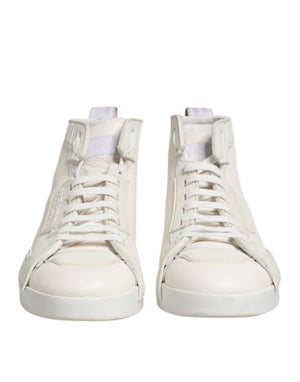 Weiße Leder Mid Top Sneakers Schuhe