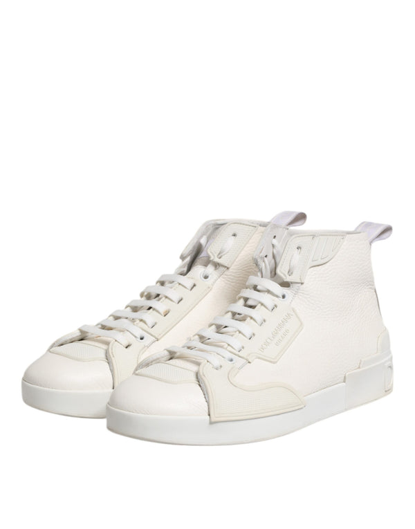 Weiße Leder Mid Top Sneakers Schuhe
