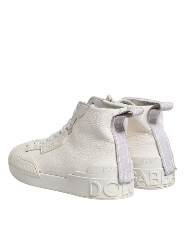 Weiße Leder Mid Top Sneakers Schuhe