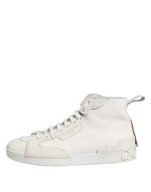 Weiße Leder Mid Top Sneakers Schuhe