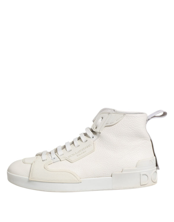 Weiße Leder Mid Top Sneakers Schuhe