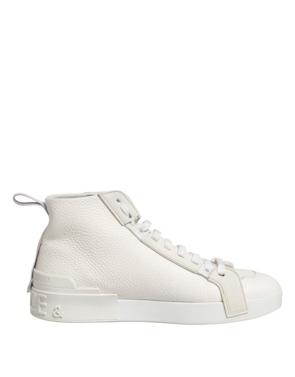 Weiße Leder Mid Top Sneakers Schuhe