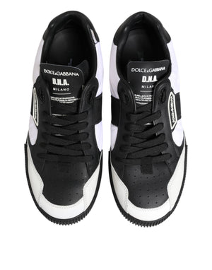 Schwarz Weiß Leder MIAMI Low Top Sneakers Schuhe