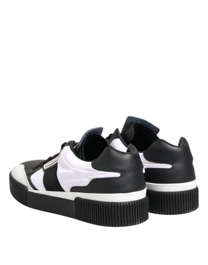 Schwarz Weiß Leder MIAMI Low Top Sneakers Schuhe