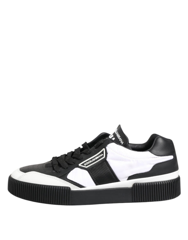 Schwarz Weiß Leder MIAMI Low Top Sneakers Schuhe