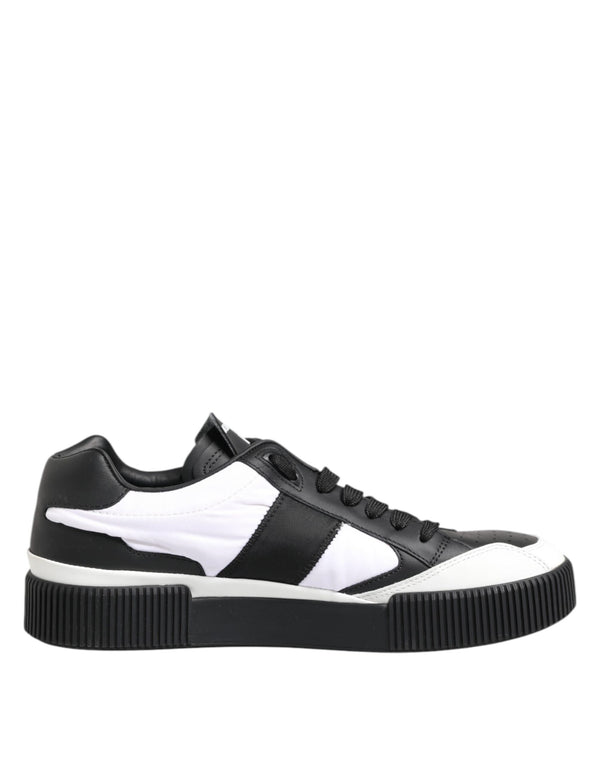 Schwarz Weiß Leder MIAMI Low Top Sneakers Schuhe
