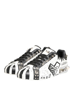 Weiße Nieten bedruckte Low Top Sneakers Schuhe