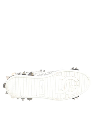 Weiße Nieten bedruckte Low Top Sneakers Schuhe