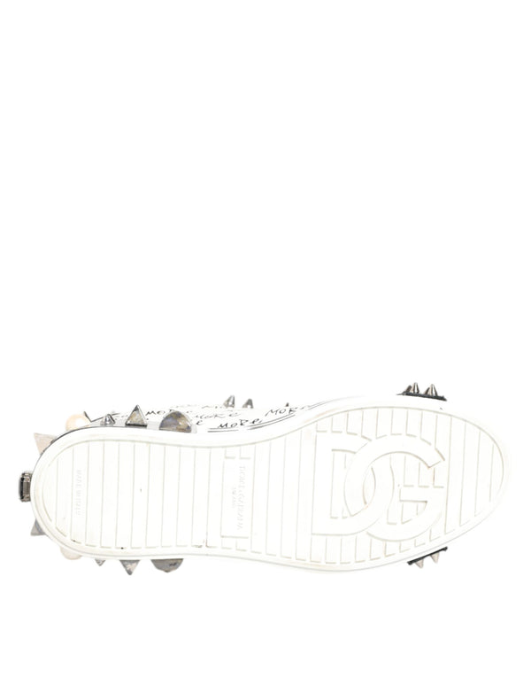 Weiße Nieten bedruckte Low Top Sneakers Schuhe
