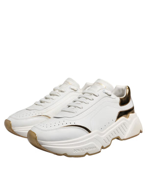 Weiß Daymaster Leder Low Top Turnschuhe Schuhe