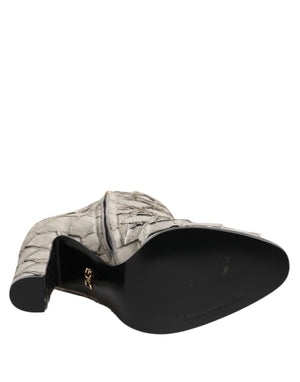 Aus weißem Leder Heels Stiefeletten Schuhe