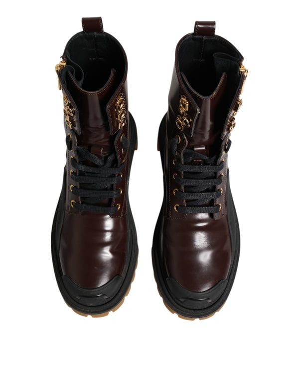 Maroon Leder Mid Calf Biker Stiefel Schuhe