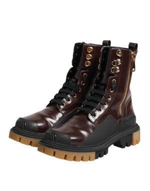 Maroon Leder Mid Calf Biker Stiefel Schuhe