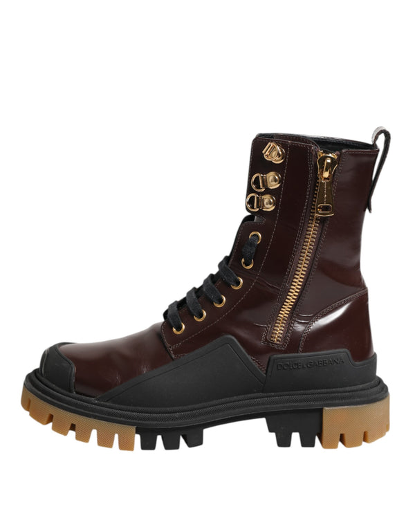 Maroon Leder Mid Calf Biker Stiefel Schuhe