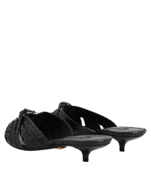 Schwarz Leder Absätze Sandalen Schuhe