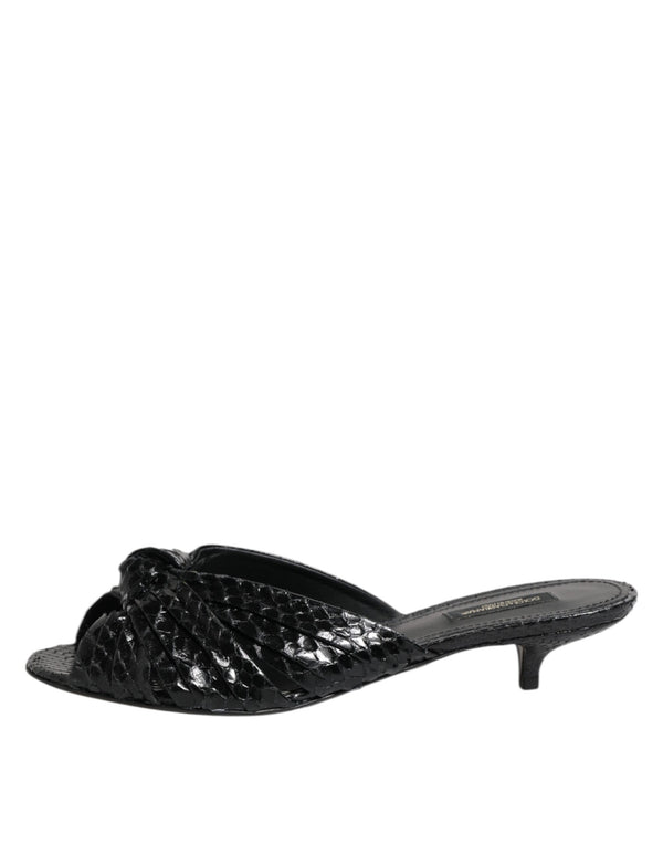 Schwarz Leder Absätze Sandalen Schuhe