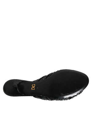 Schwarz Leder Absätze Sandalen Schuhe