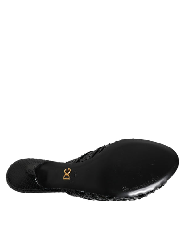 Schwarz Leder Absätze Sandalen Schuhe