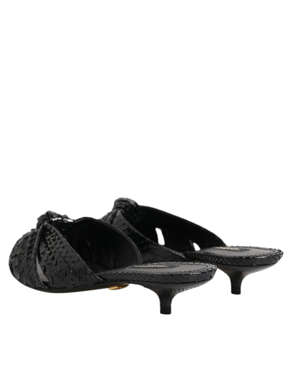 Schwarz Leder Absätze Sandalen Schuhe
