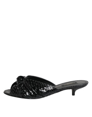 Schwarz Leder Absätze Sandalen Schuhe