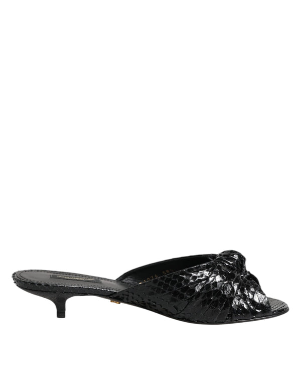 Schwarz Leder Absätze Sandalen Schuhe