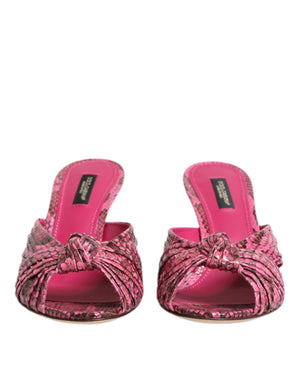 Rosa Leder Absätze Rutschen Sandalen Schuhe