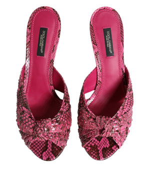 Rosa Leder Absätze Rutschen Sandalen Schuhe