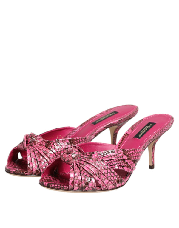 Rosa Leder Absätze Rutschen Sandalen Schuhe