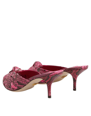 Rosa Leder Absätze Rutschen Sandalen Schuhe
