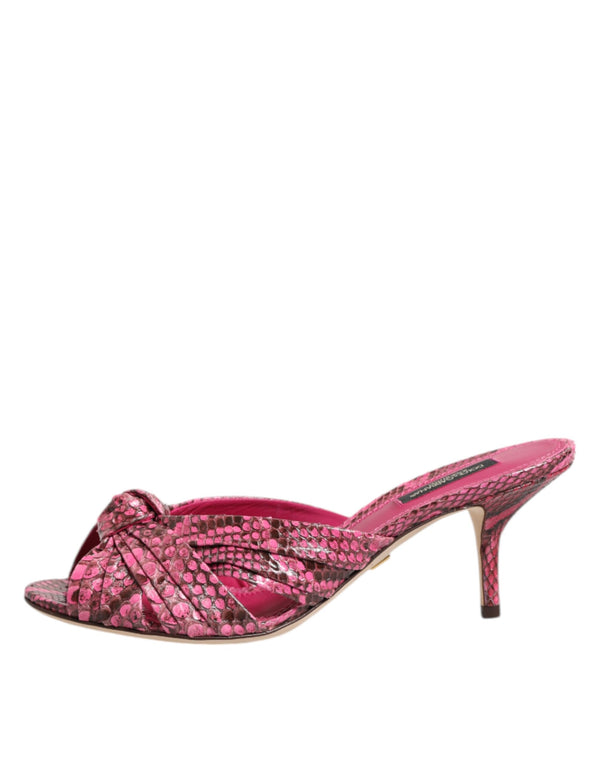 Rosa Leder Absätze Rutschen Sandalen Schuhe