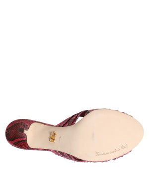 Rosa Leder Absätze Rutschen Sandalen Schuhe