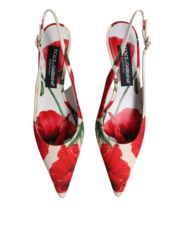 Weiß Floral Heels Slingback Sandalen Schuhe