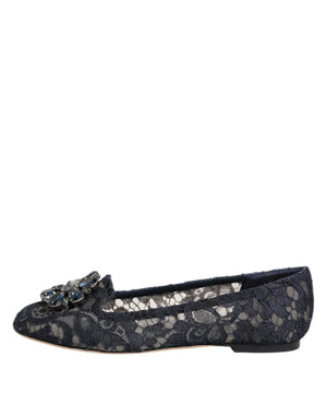 Blau Taormina Spitze Kristalle Flats Schuhe
