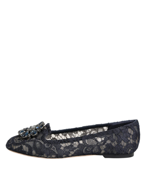 Blau Taormina Spitze Kristalle Flats Schuhe