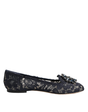 Blau Taormina Spitze Kristalle Flats Schuhe