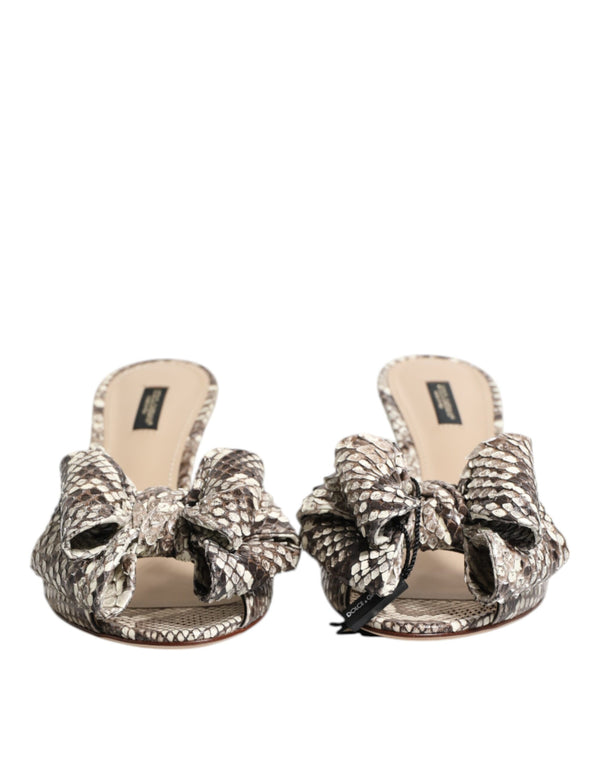 Multicolor Keira Schleife Leder Peep Toe Mules Schuhe