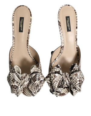 Multicolor Keira Schleife Leder Peep Toe Mules Schuhe