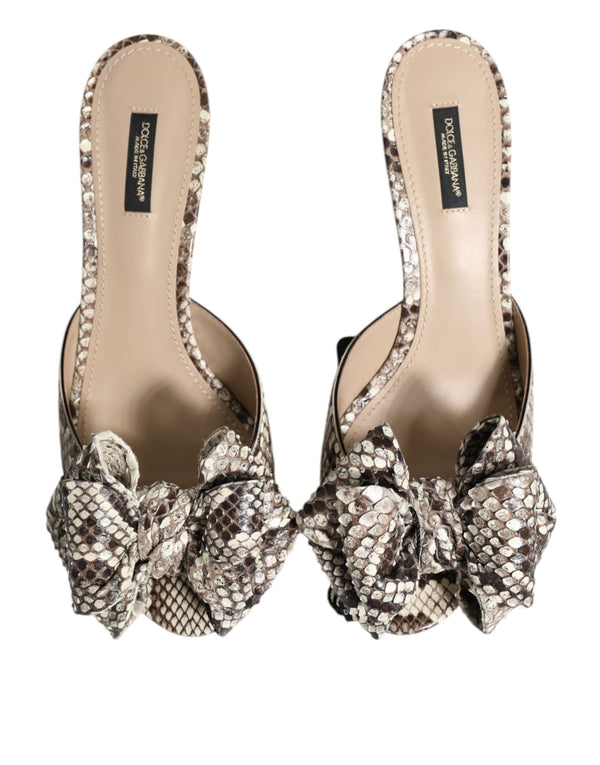 Multicolor Keira Schleife Leder Peep Toe Mules Schuhe