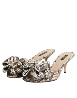 Multicolor Keira Schleife Leder Peep Toe Mules Schuhe