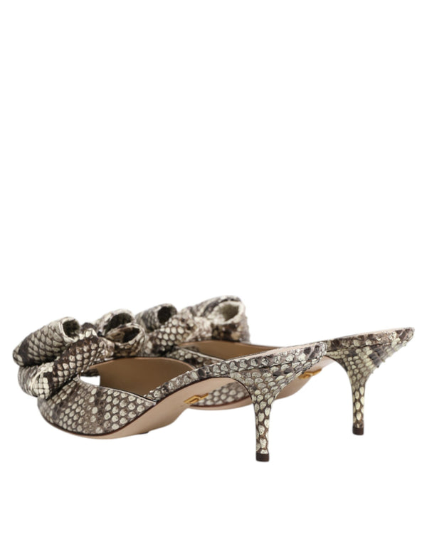 Multicolor Keira Schleife Leder Peep Toe Mules Schuhe