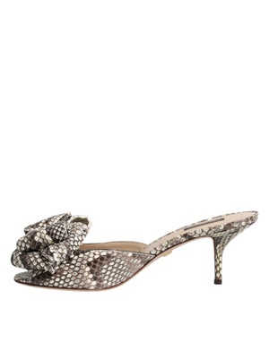 Multicolor Keira Schleife Leder Peep Toe Mules Schuhe