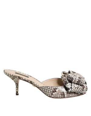 Multicolor Keira Schleife Leder Peep Toe Mules Schuhe