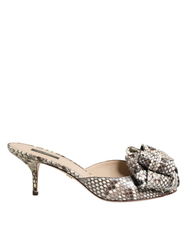 Multicolor Keira Schleife Leder Peep Toe Mules Schuhe