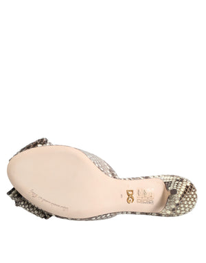 Multicolor Keira Schleife Leder Peep Toe Mules Schuhe