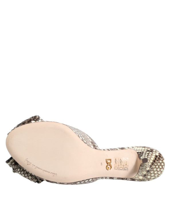 Multicolor Keira Schleife Leder Peep Toe Mules Schuhe